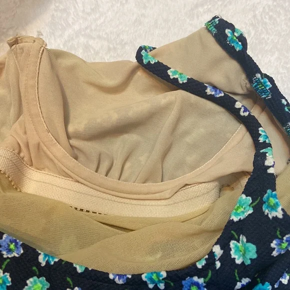 NWT Adrienne Vittadini Underwire Swim Dress Size 12 Navy Multi Flower Print - Picture 8 of 12